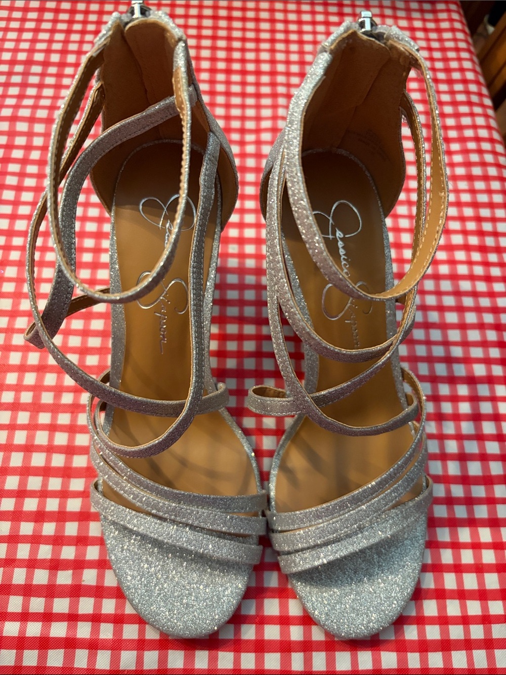Jessica Simpson size 7m silver strap high heels - Picture 6 of 9